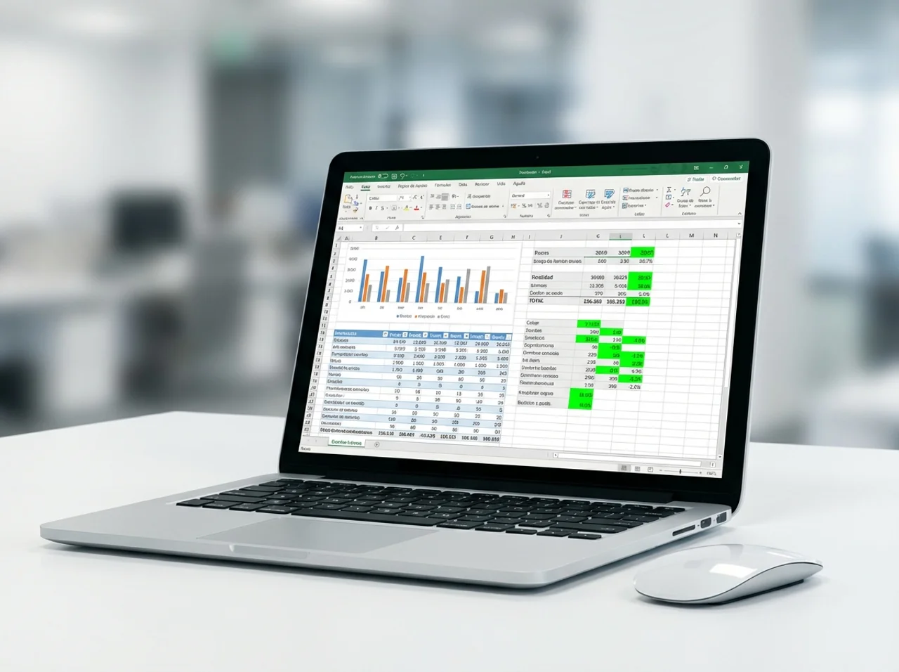 Hoja de calculo Excel con graficos y datos